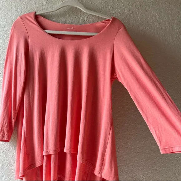 elliptical peach coral loose vacation 3/4 sleeve soft classic spring Lagenlook - Picture 4 of 12